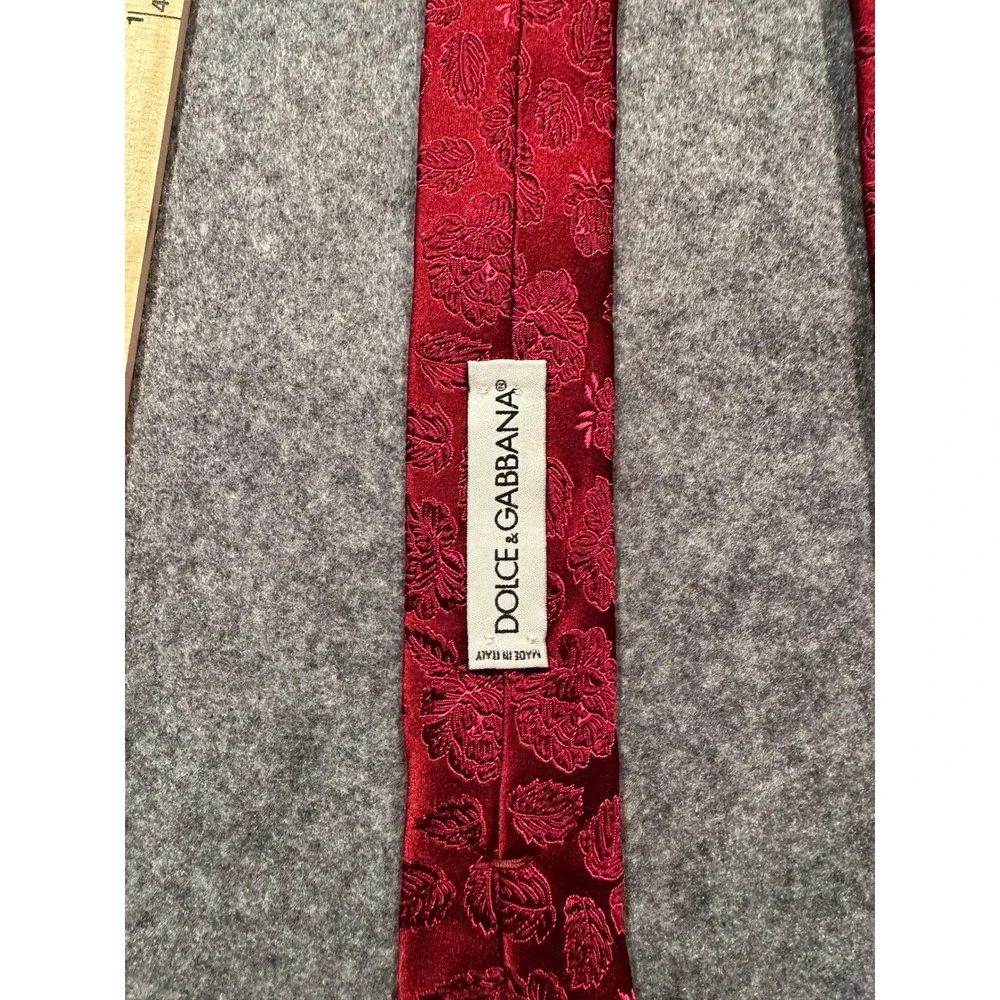 Dolce & Gabbana Red Floral Silk Tie Made in Italy Rose Jacquard Men Necktie